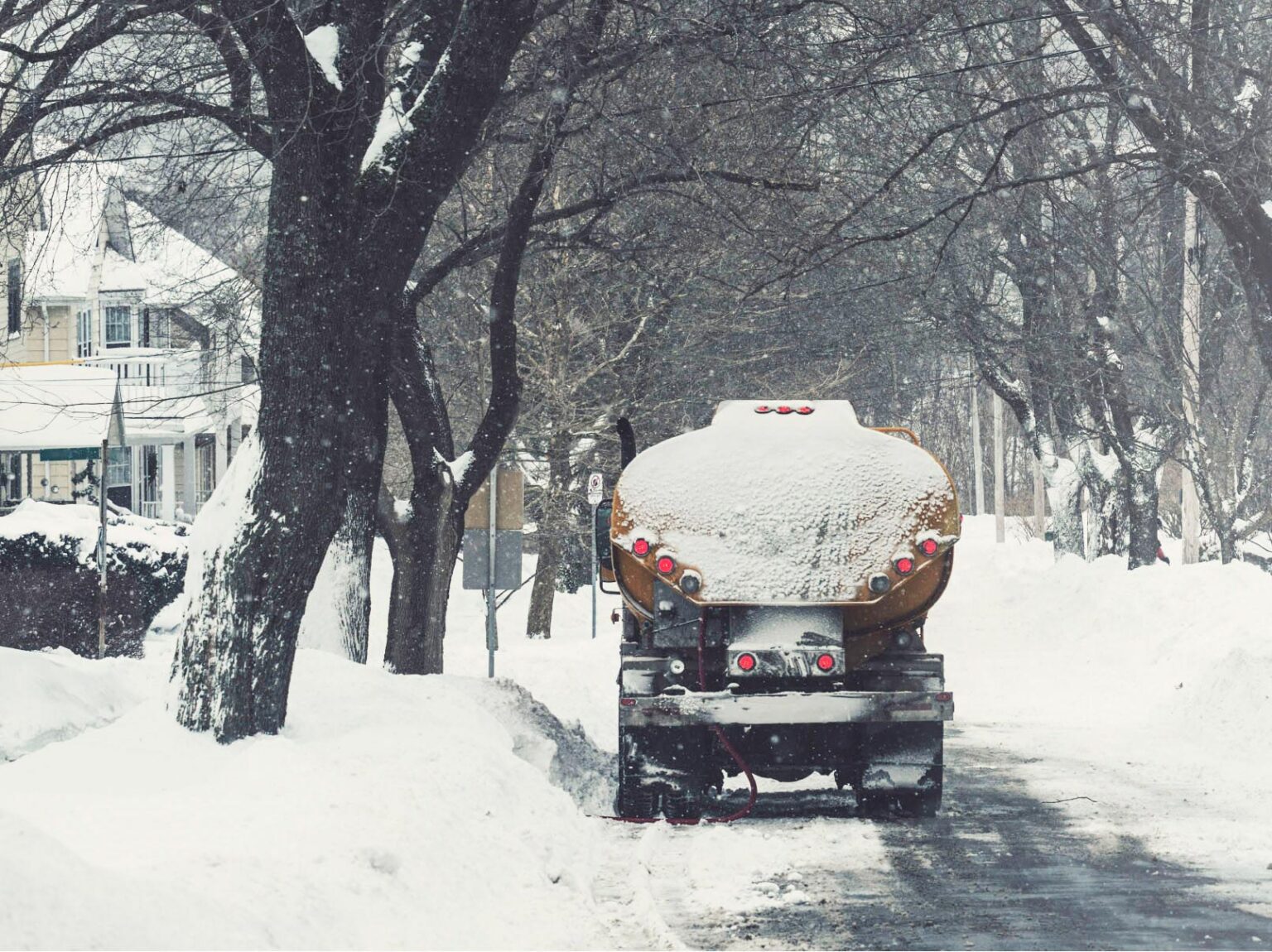 oil truck in snow